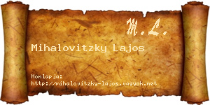 Mihalovitzky Lajos névjegykártya